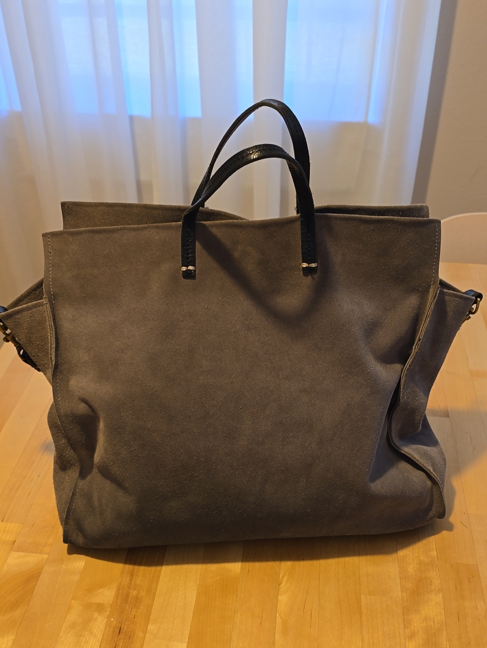 Clare V Simple Tote Dark Gray Suede